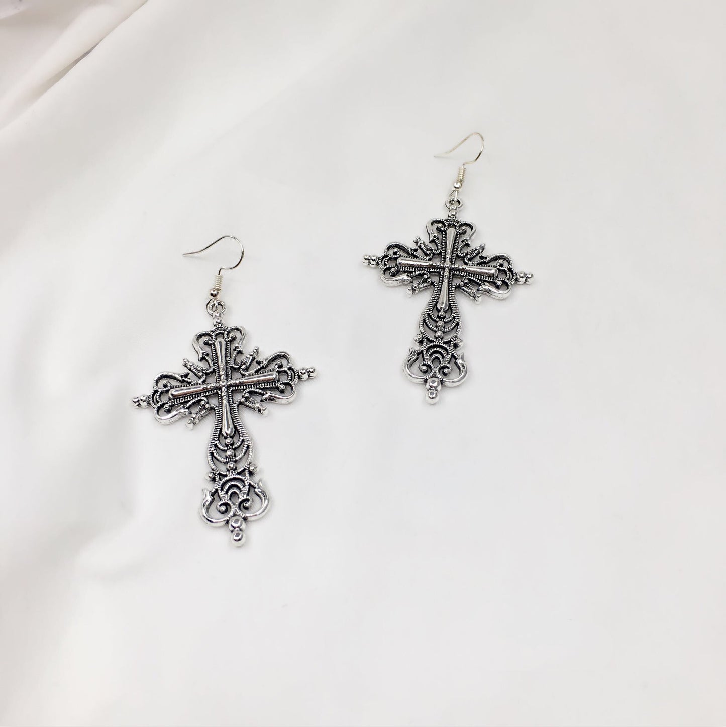 Sale!!! Mysterious Cross Silver Earrings -- Dark Angel!!