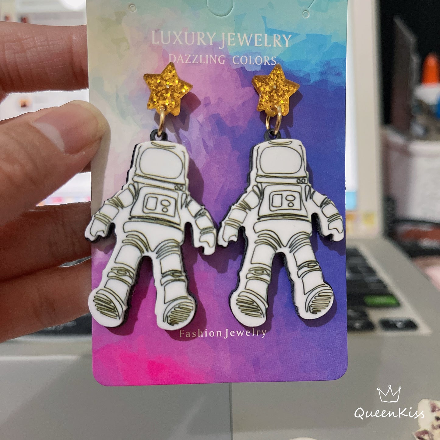Cute Light Trendy Quirky Astronaut Spaceman Handcrafted Earrings - We need you!!