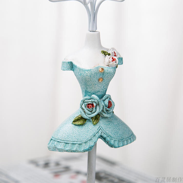 Princess Dress Jewellery Display Holder Mannequin Hanger Necklace Bracelet Ring Earrings Ornamental Stand Home Shop Party Decor-Princess Blu
