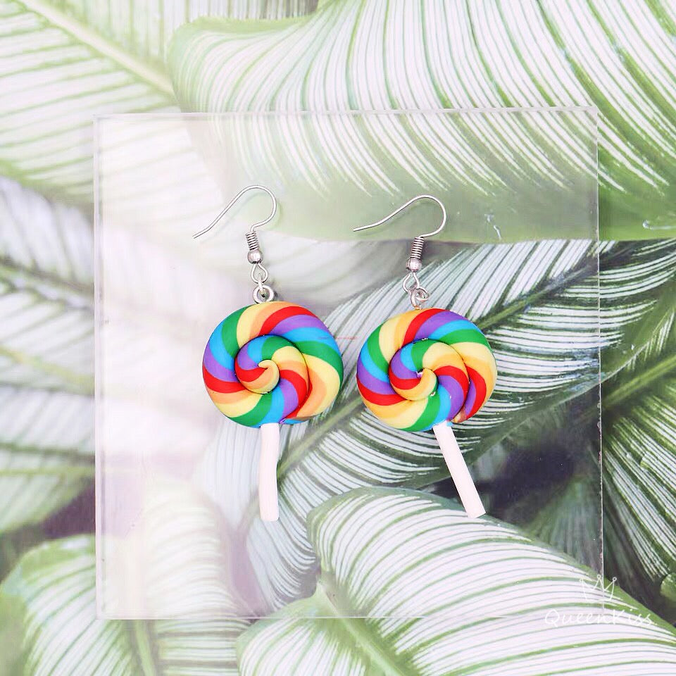 Adorable 3D Colourful Sweet Lollypop Super Light Earrings -- Super Sweet!!