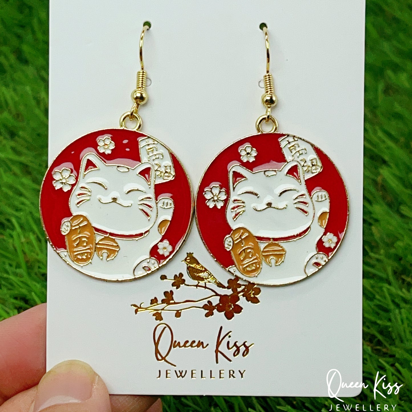 Super Cute Japanese Style Lucky Cat Kitty Earrings -- Konichiwa Kitty!!