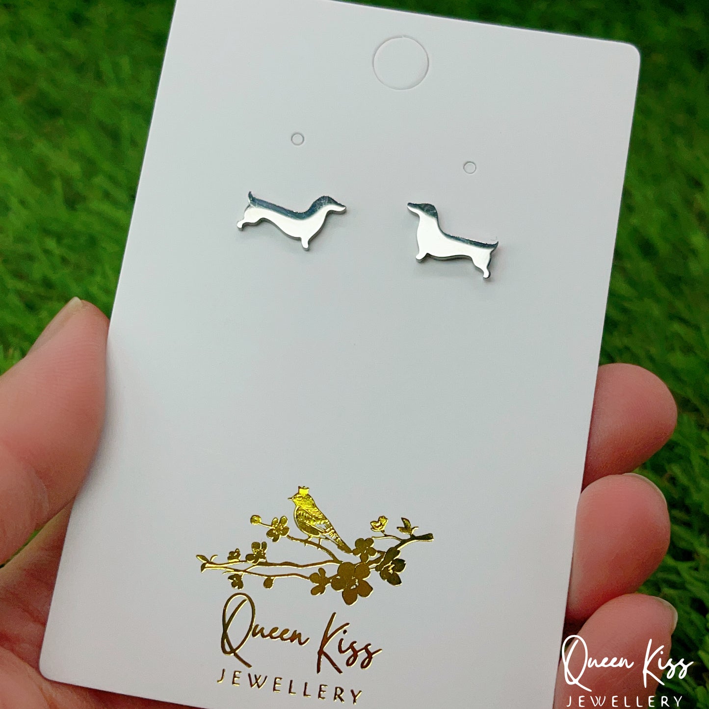 Sterling Silver 925 Stud Earrings Cute Sausage Dog Gold and Silver Stud Earrings Modern Studs Minimal Stud Earrings Gift for her