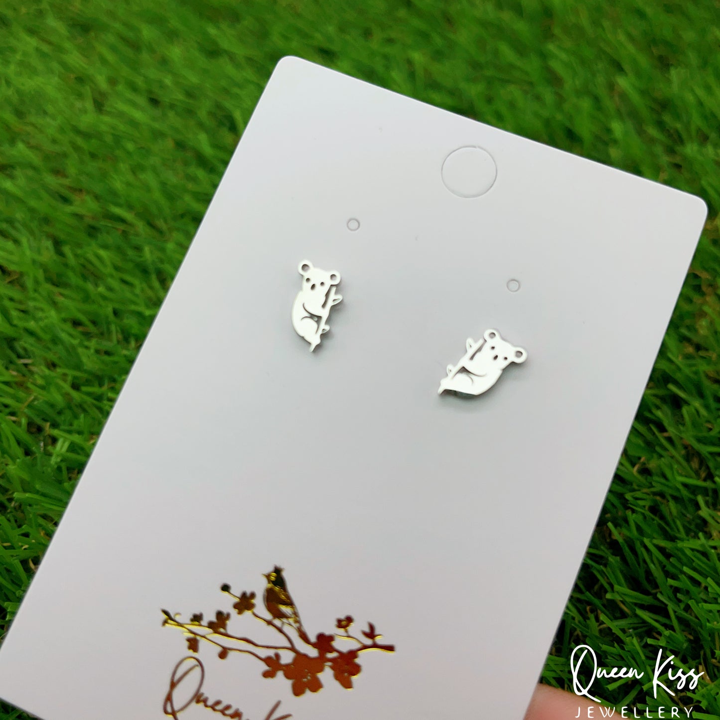 Sterling Silver 925 Stud Earrings Cute Koala Gold and Silver Stud Earrings Modern Studs Minimal Stud Earrings Gift for her