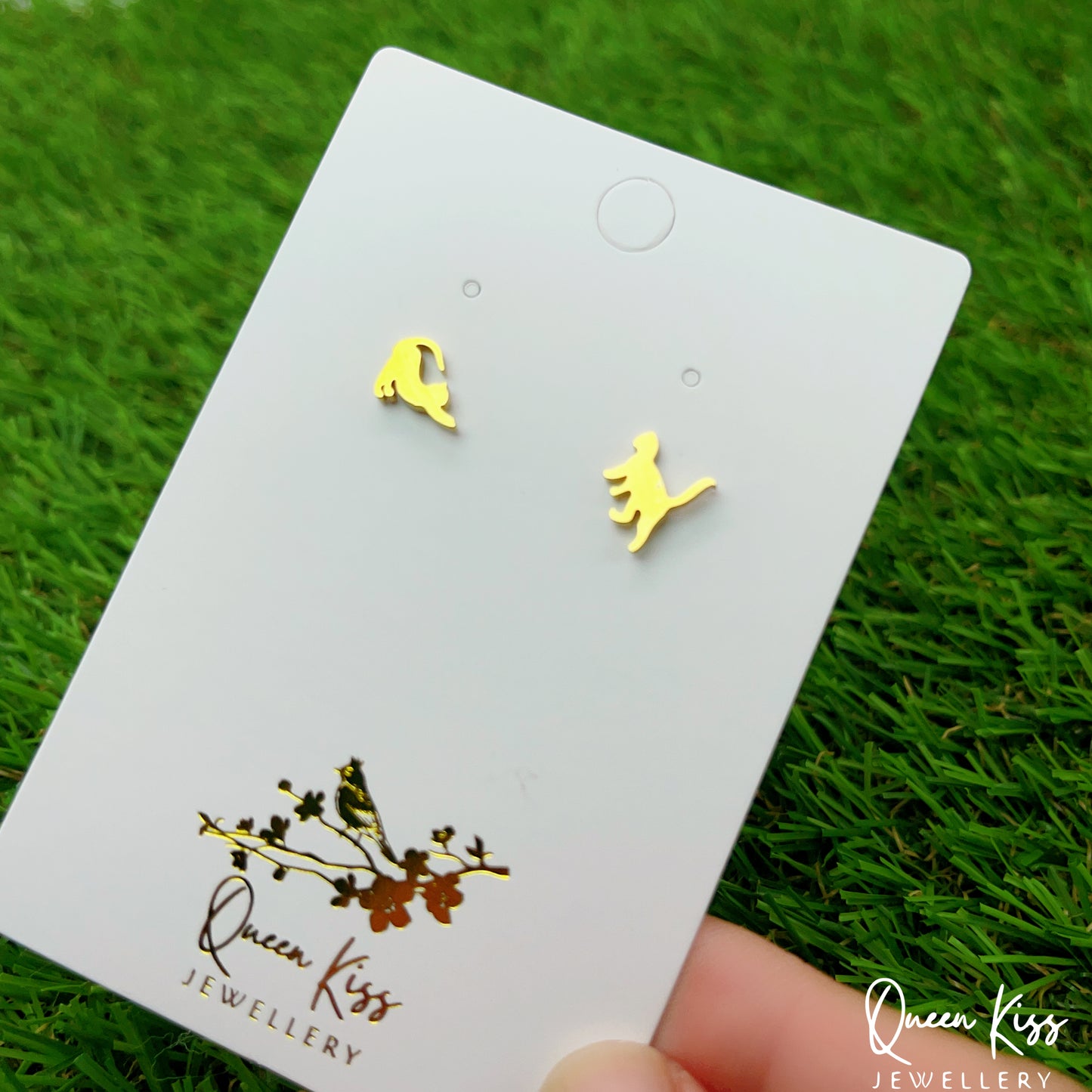 Sterling Silver 925 Stud Earrings Cute Kitty Cat Gold and Silver Stud Earrings Modern Studs Minimal Stud Earrings Gift for her
