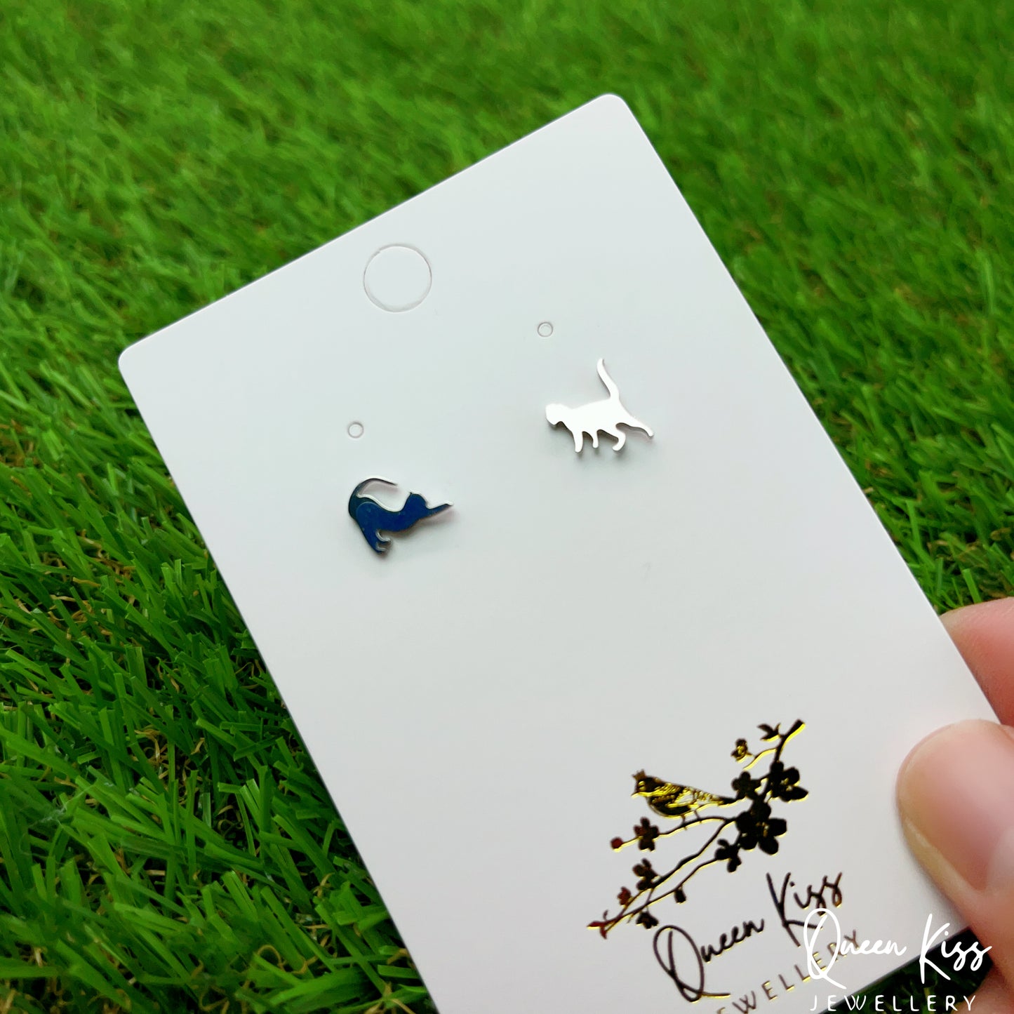 Sterling Silver 925 Stud Earrings Cute Kitty Cat Gold and Silver Stud Earrings Modern Studs Minimal Stud Earrings Gift for her