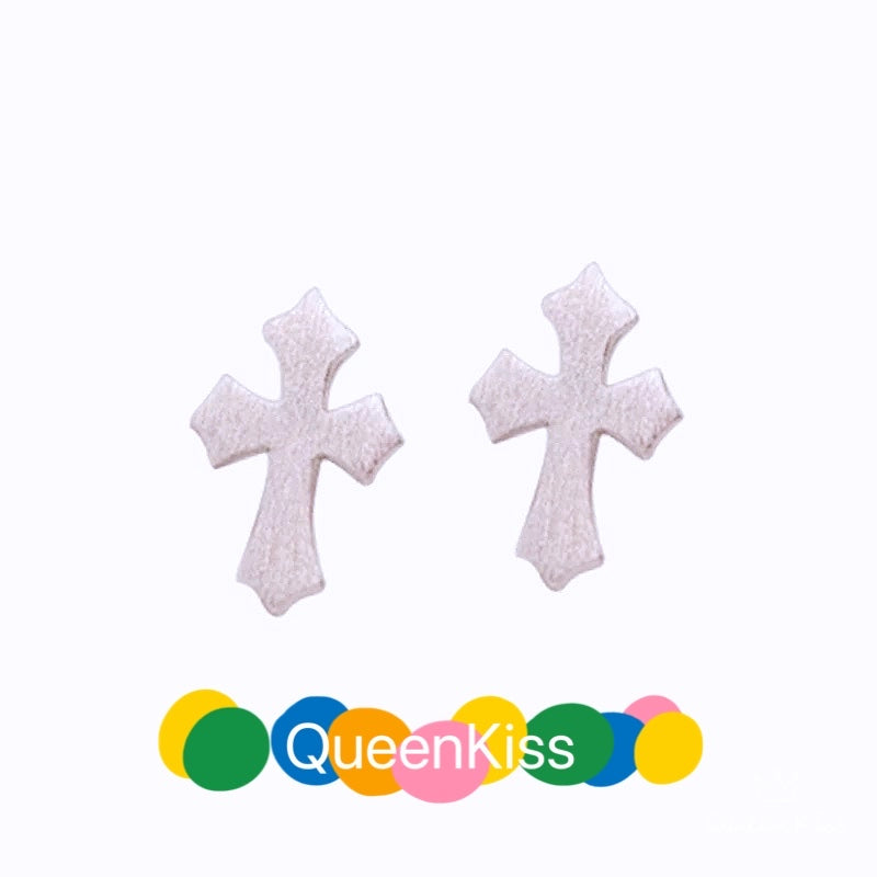Sterling Silver 925 Stud Earrings Cute Cross Stud Earrings Modern Studs Minimal Stud Earrings Gift for her
