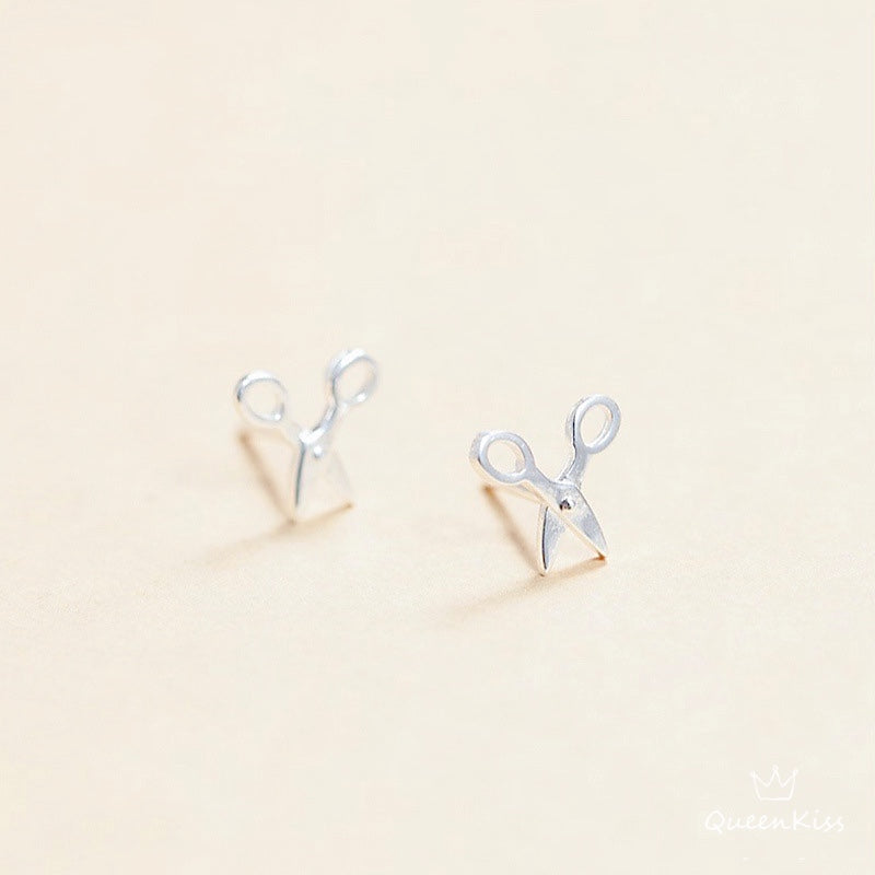 Sterling Silver 925 Stud Earrings Cute Scissors Stud Earrings Modern Studs Minimal Stud Earrings Gift for her