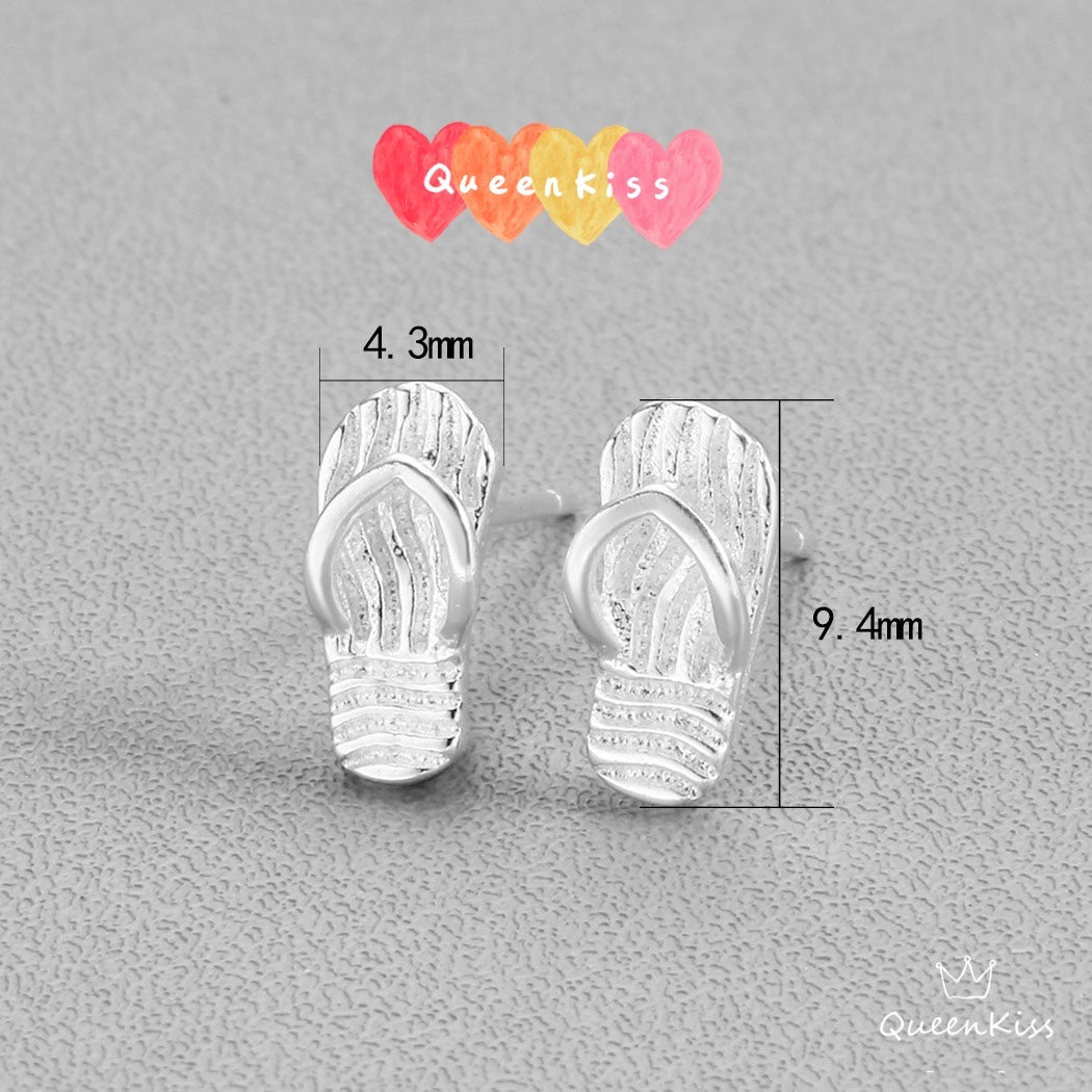 Sterling Silver 925 Stud Earrings Cute Flip Flops Shoe Stud Earrings Modern Studs Minimal Stud Earrings Gift for her