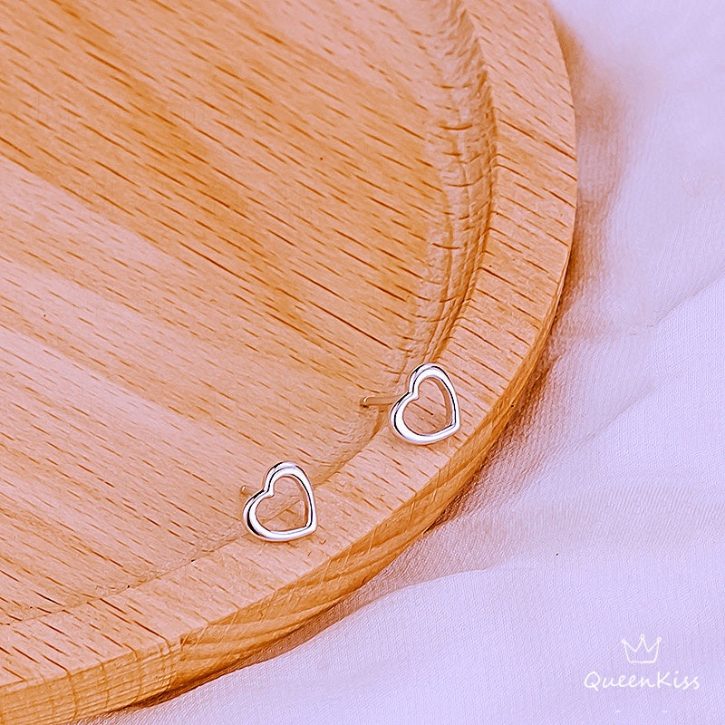 Sterling Silver 925 Stud Earrings Cute Heart Stud Earrings Modern Studs Minimal Stud Earrings Gift for her
