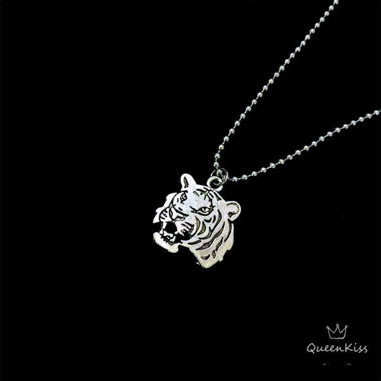 Funky Punk Stainless Steel Cool Cute Adorable Roaring Tiger Silver Necklace -- King of the world!!