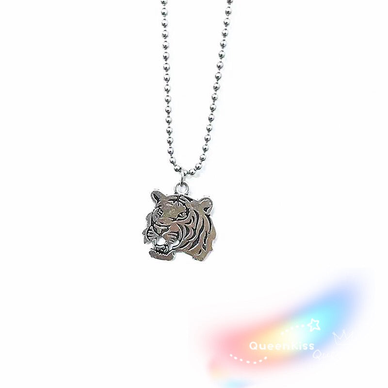 Funky Punk Stainless Steel Cool Cute Adorable Roaring Tiger Silver Necklace -- King of the world!!