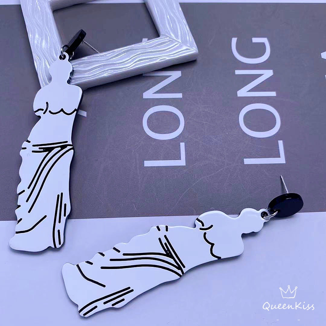 Cute Light Trendy Adorable Vienna Statue White Earrings - White Dream!!