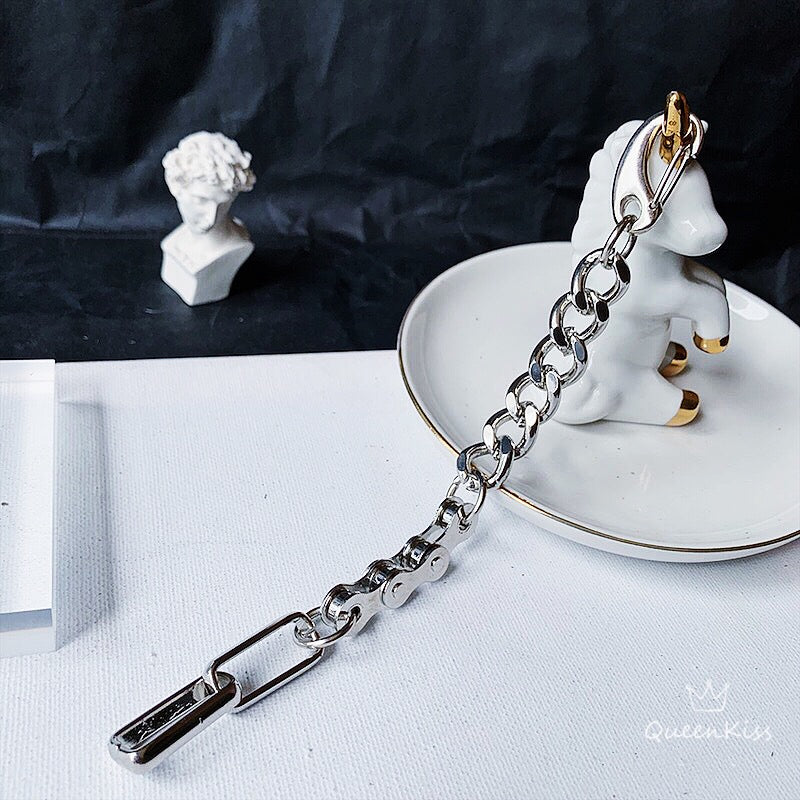 Funky Punk Stainless Steel Cool Style Chain Silver Bracelet -- Rule the World!!
