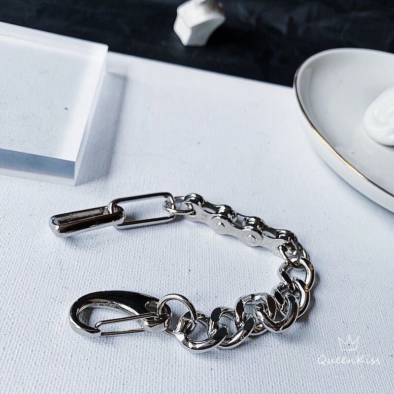 Funky Punk Stainless Steel Cool Style Chain Silver Bracelet -- Rule the World!!