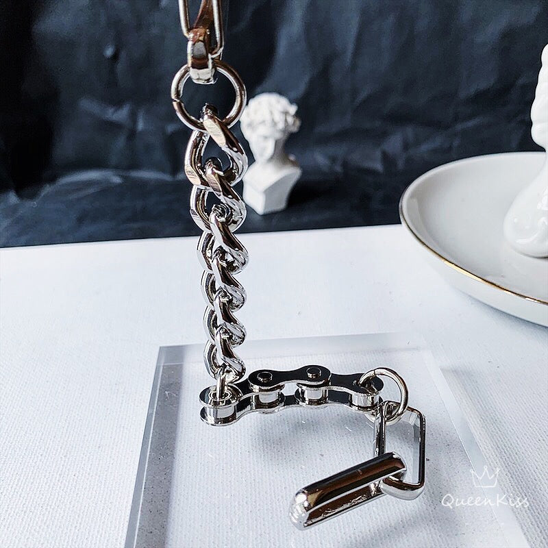 Funky Punk Stainless Steel Cool Style Chain Silver Bracelet -- Rule the World!!