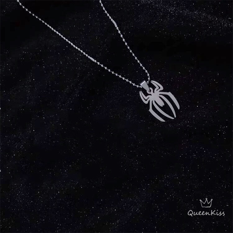 Funky Punk Stainless Steel Cool Cute Adorable Spider Silver Necklace -- Spider Fan!!