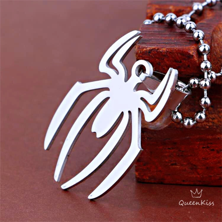 Funky Punk Stainless Steel Cool Cute Adorable Spider Silver Necklace -- Spider Fan!!