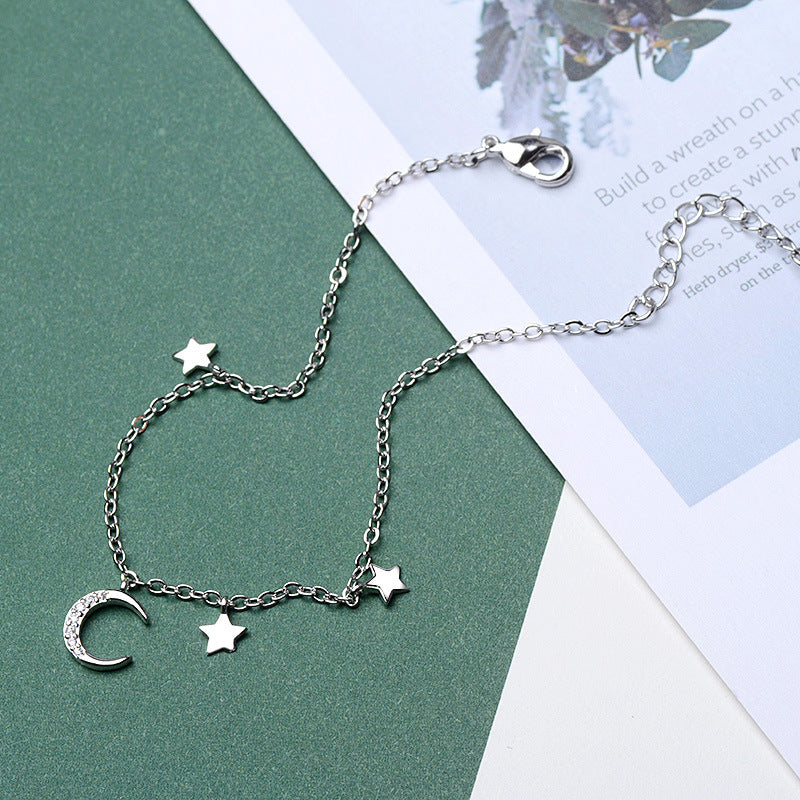 Romantic Stars and Moon 925 Sterling Silver Bracelet - What a wonderful night!!