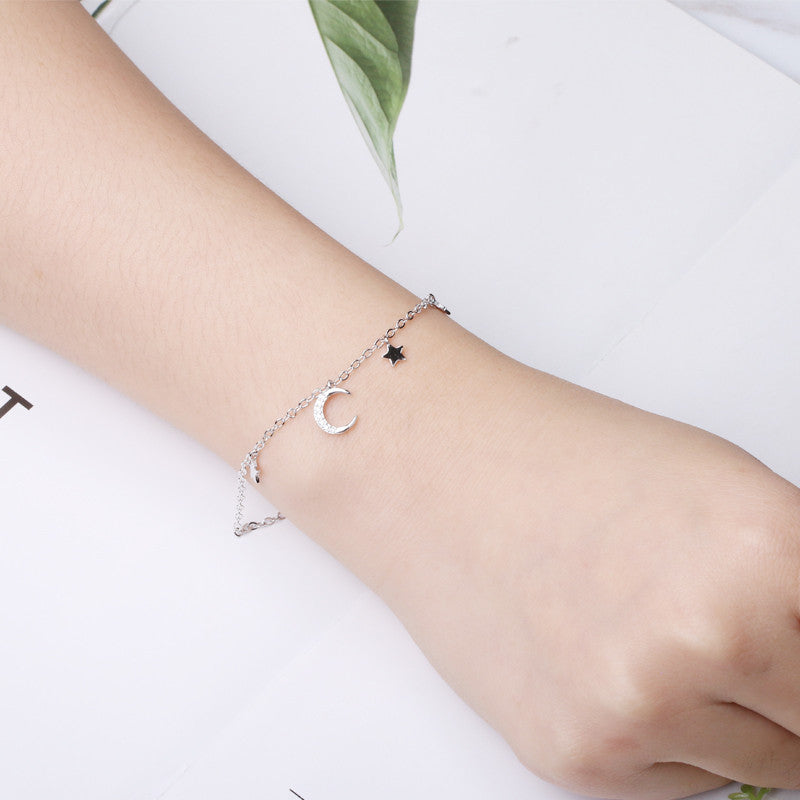 Romantic Stars and Moon 925 Sterling Silver Bracelet - What a wonderful night!!