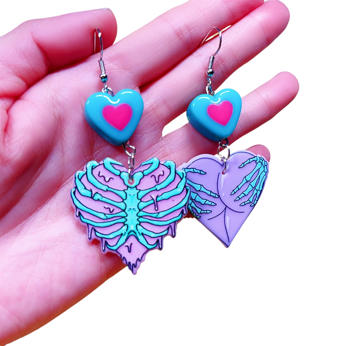 Quirky Playful Newtown Theme Love Heart Fun Earrings - Uturn