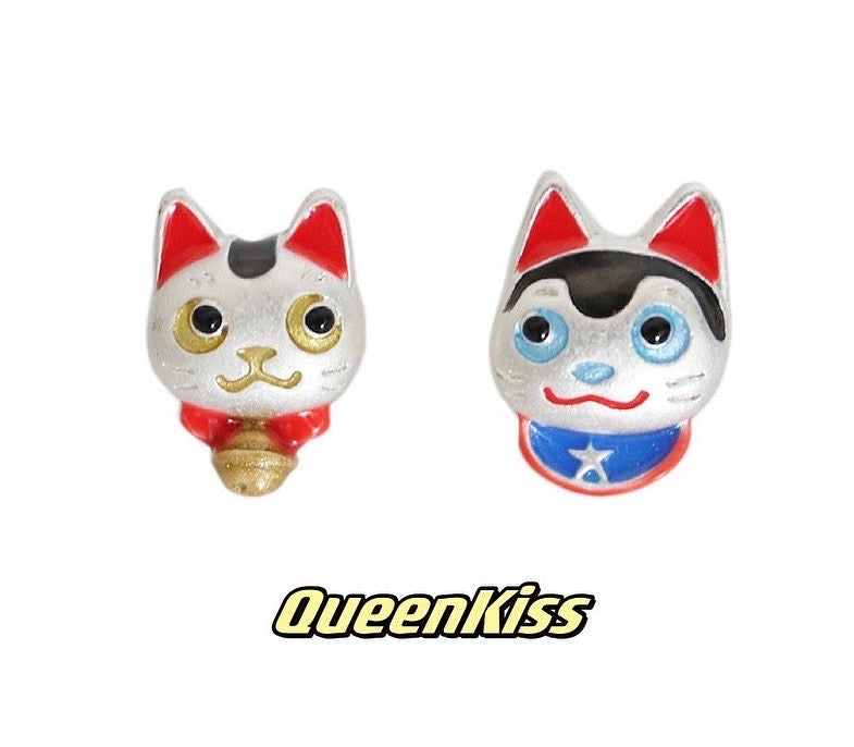 Super Cute Japanese Style Lucky Cat Buddy Stud Earrings -- Good Luck!!