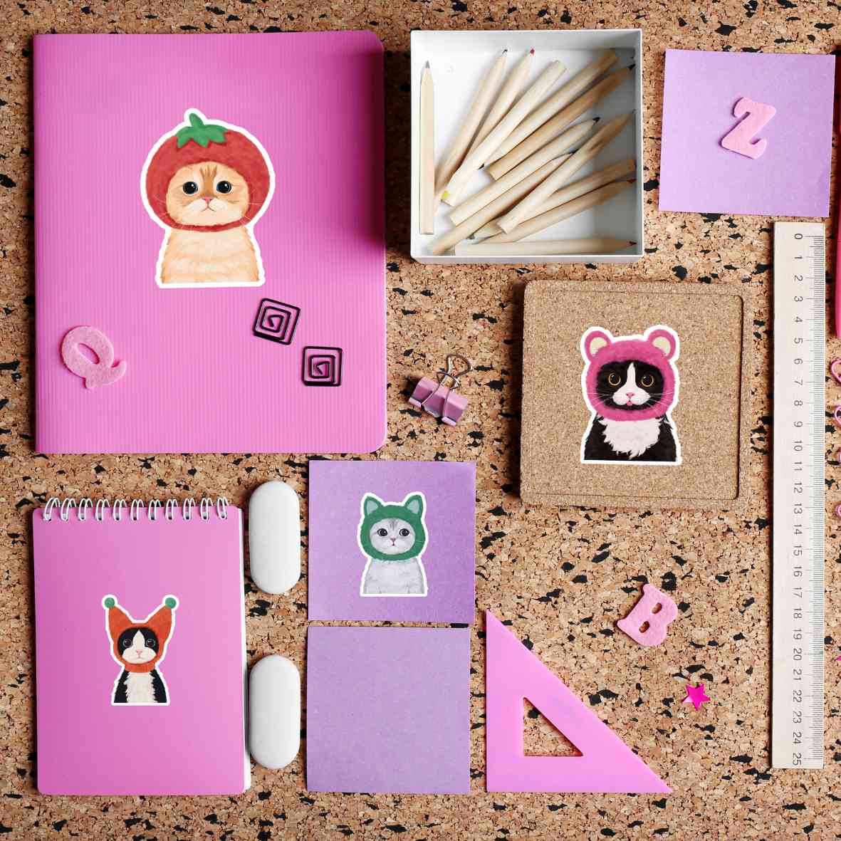 Cute Cat Sticker, Meow Sticker, Waterproof Glossy Sticker, Adorable Cat Kitty, Vinyl Sticker, Laptop Phone Notebook Mug Sticker -- Meowville
