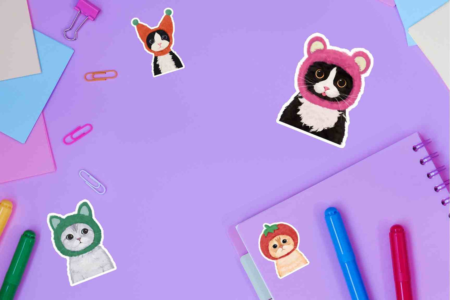 Cute Cat Sticker, Meow Sticker, Waterproof Glossy Sticker, Adorable Cat Kitty, Vinyl Sticker, Laptop Phone Notebook Mug Sticker -- Meowville