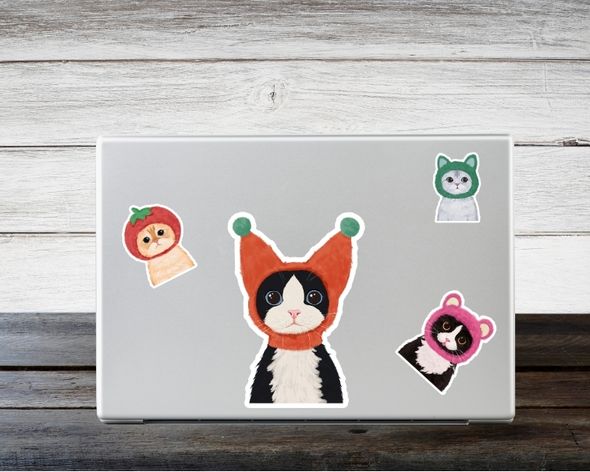 Cute Cat Sticker, Meow Sticker, Waterproof Glossy Sticker, Adorable Cat Kitty, Vinyl Sticker, Laptop Phone Notebook Mug Sticker -- Meowville