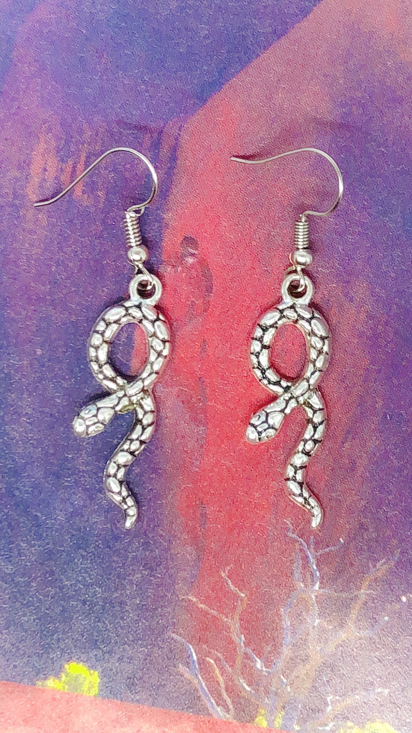 Snake Couple Silver Earrings -- Crawling Sn8!!