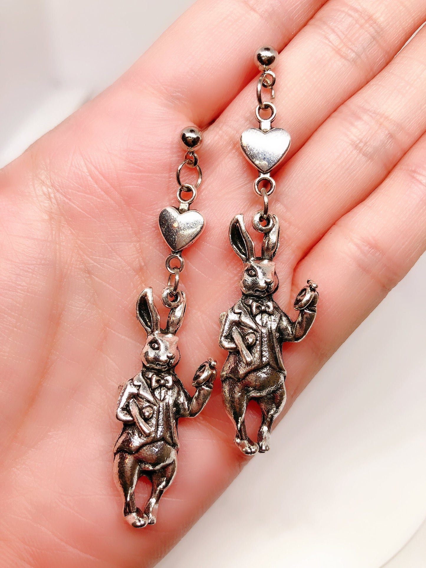 Rabbit Heart Silver Earring -- MR. MAGIC