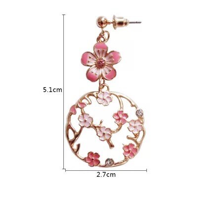 Pink Sakura Season Flowers Rosegold Elegant Earrings -- Pink Up !!