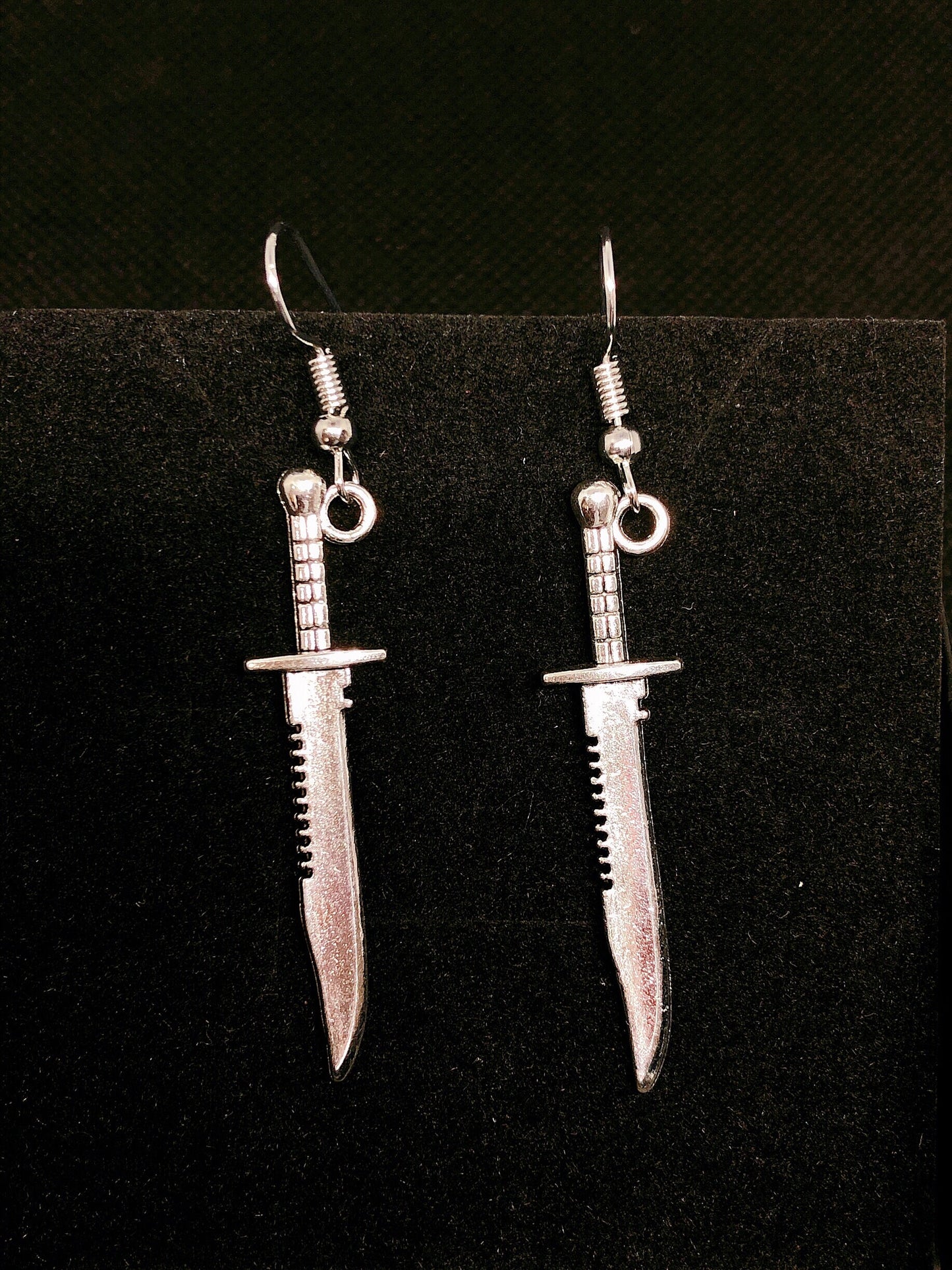 Sale!!Best Seller Sword and Knight Antique Silver Dagger Medieval Weapon Geek Drop Dangle Gothic Grunge Claymore Earrings--Damon&Pythias!