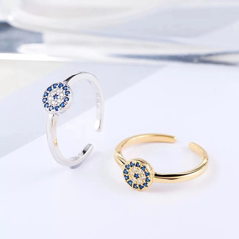 Gorgeous Evil's Eye Adjustable Gold and Silver Ring -- Monster's Eyes