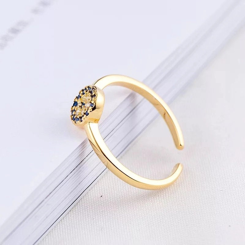 Gorgeous Evil's Eye Adjustable Gold and Silver Ring -- Monster's Eyes