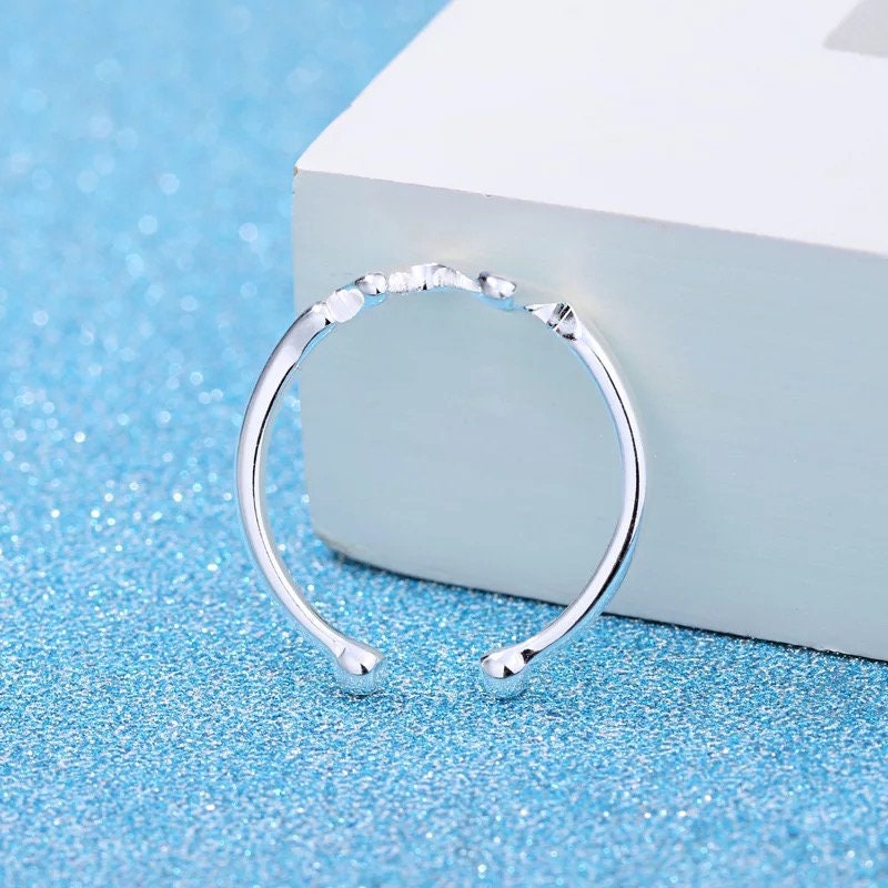 Dainty Minimalist Stackable Adjustable 925 Sterling Silver Ring