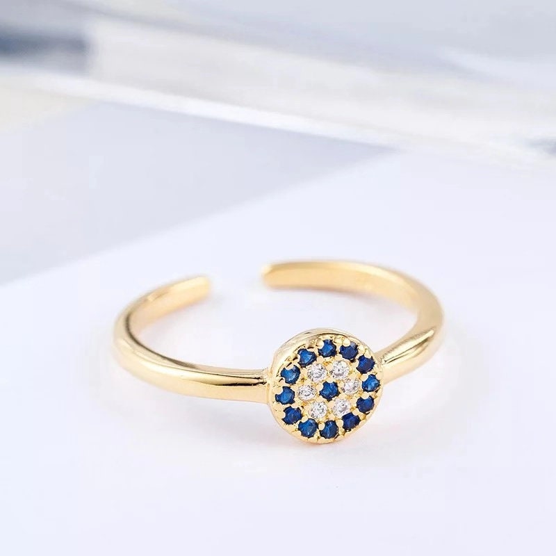 Gorgeous Evil's Eye Adjustable Gold and Silver Ring -- Monster's Eyes
