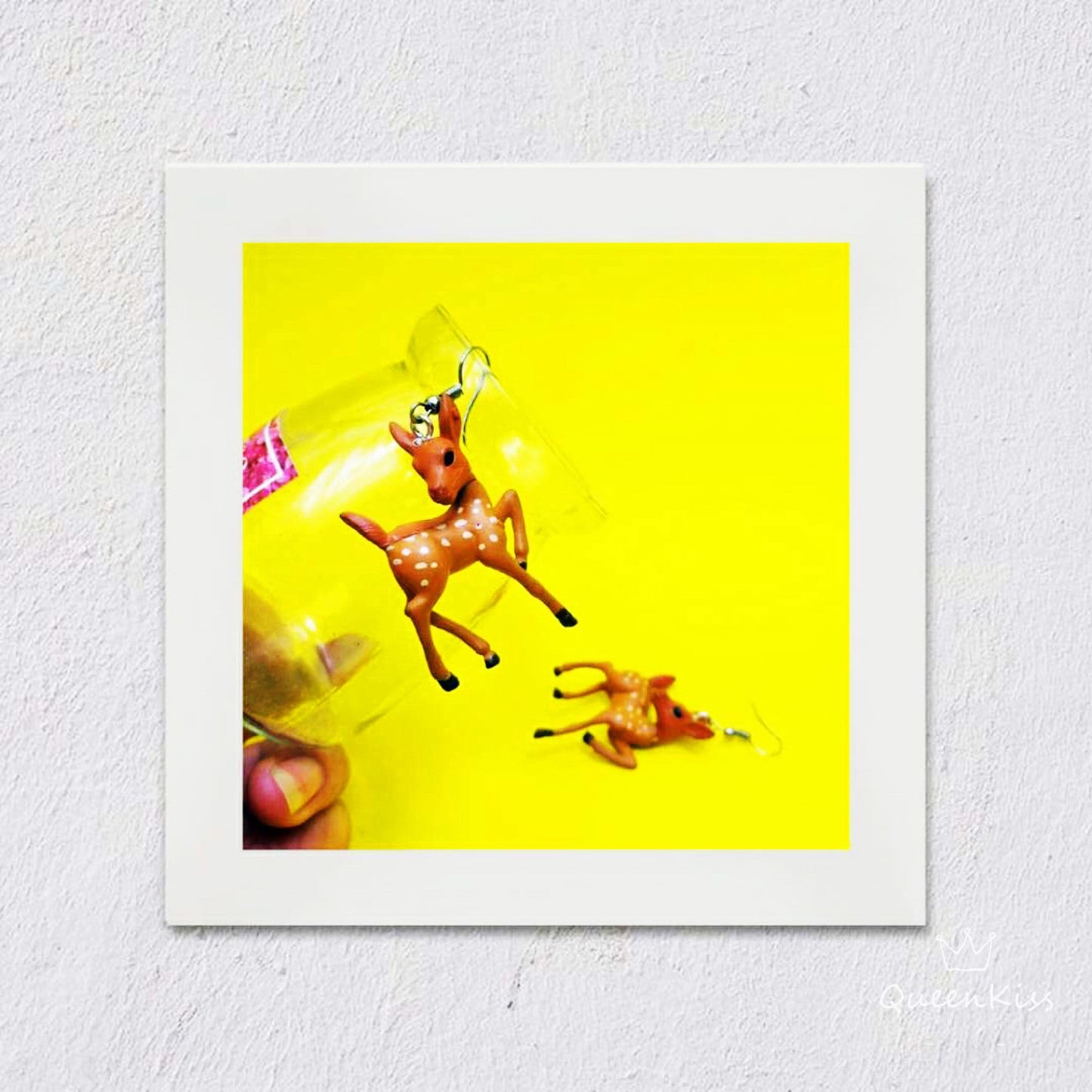 Adorable 3D Little Deer Sika Deer Yellow Super Light Earrings -- Melting my heart!!