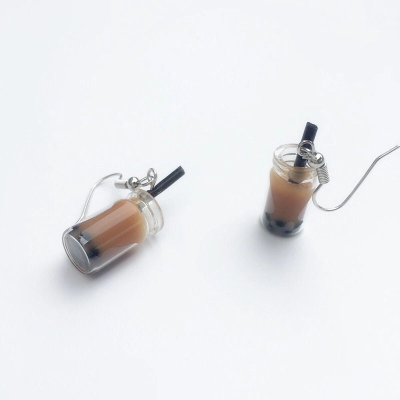 Super Sweet Cute Pearl Milk Tea Dark Brown and Light Brown Acrylic earrings -- Tea Time!!