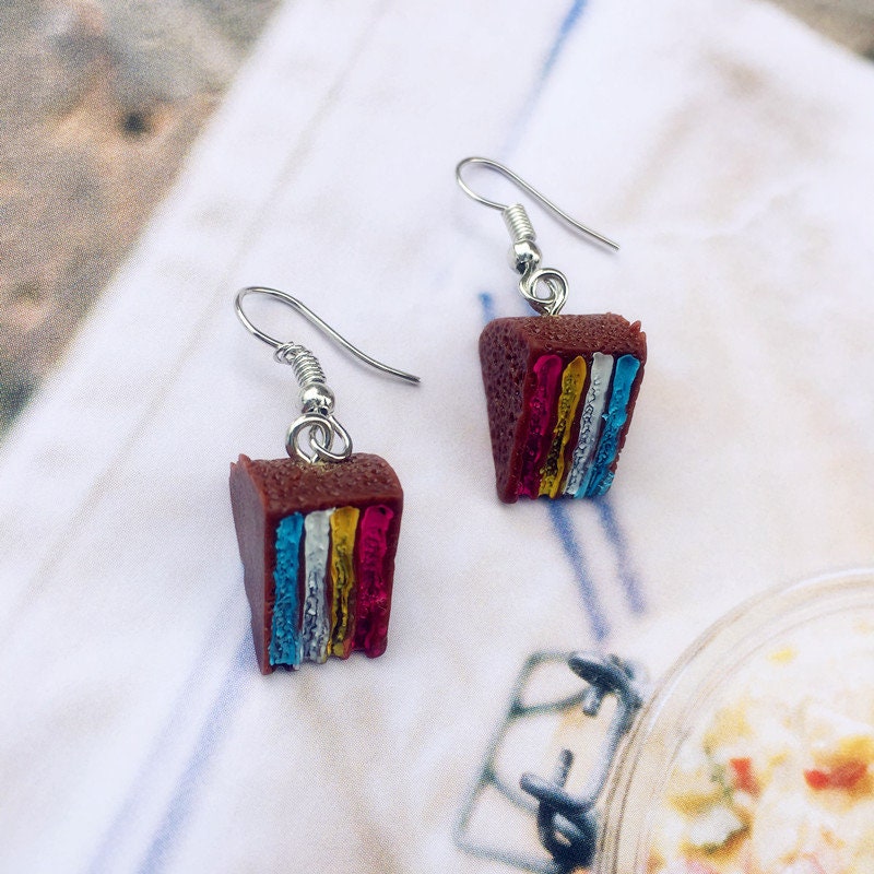 Super Sweet Cute Chocolate Cheesecake and Vanilla Cheesecake Acrylic earrings -- Cake Time!!
