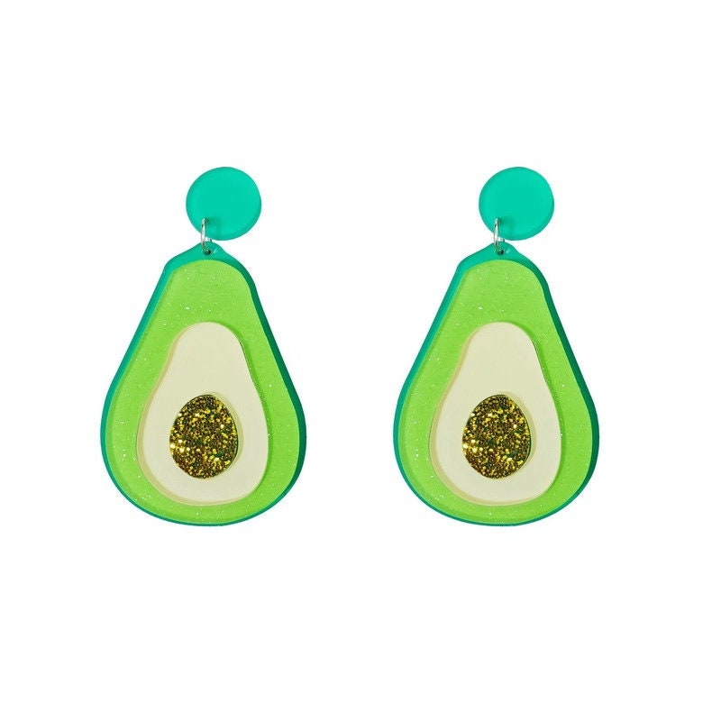 Cute Light Trendy Green Gold Avocado Party Earrings - Fruits Kingdom!!