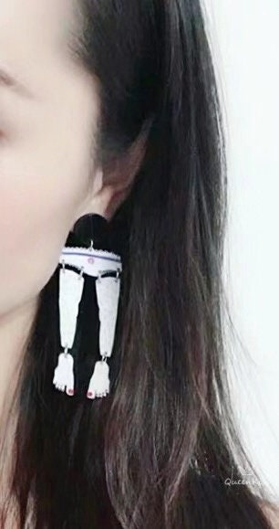 Cute Light Trendy Quirky Pants Hairy Legs Red Feet Earrings - Lady Papa!!