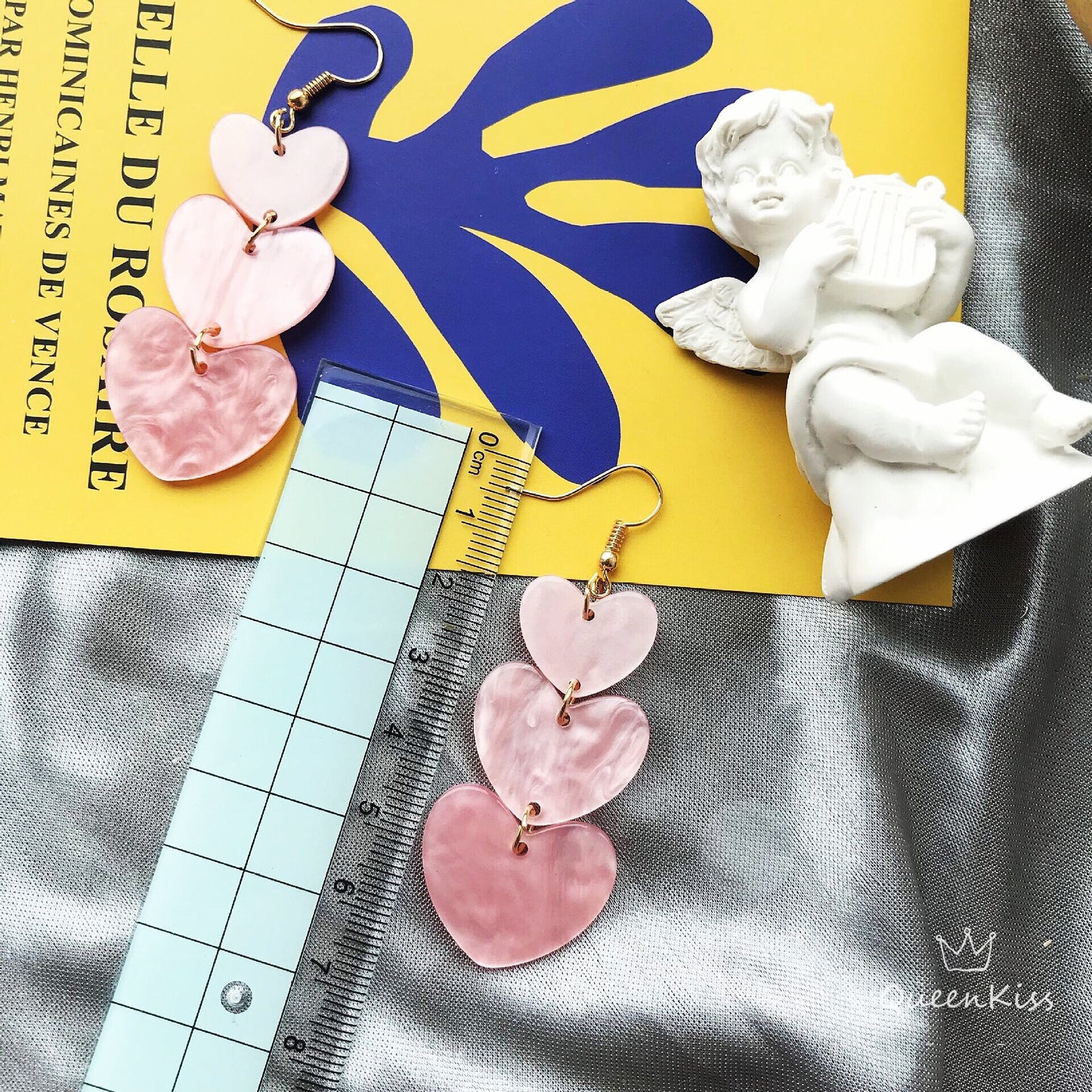 Sweet Three Hearts Pink Trendy Earrings -- Sweet Baby!!