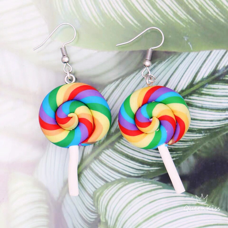 Adorable 3D Colourful Sweet Lollypop Super Light Earrings -- Super Sweet!!