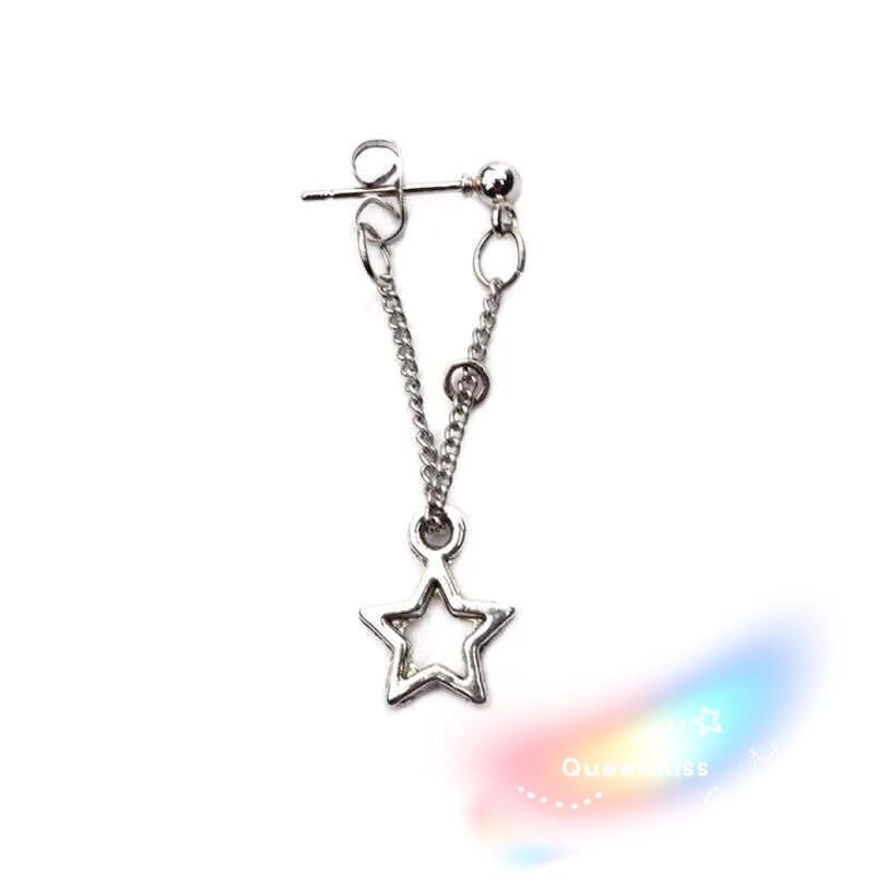 Cool Star Dangle Silver Earrings -- Fly me to the Star!!