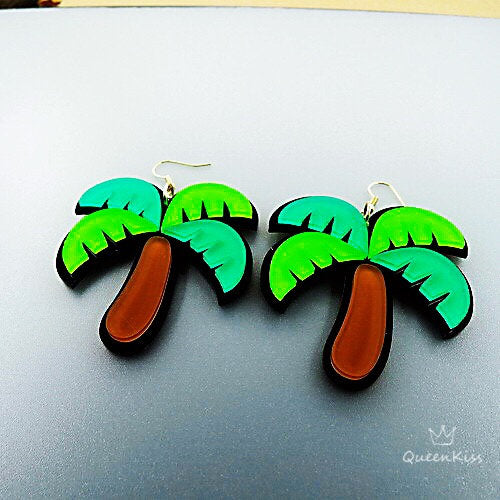 Cute Light Trendy Quirky Coconut Tree Earrings - Holiday Me!!