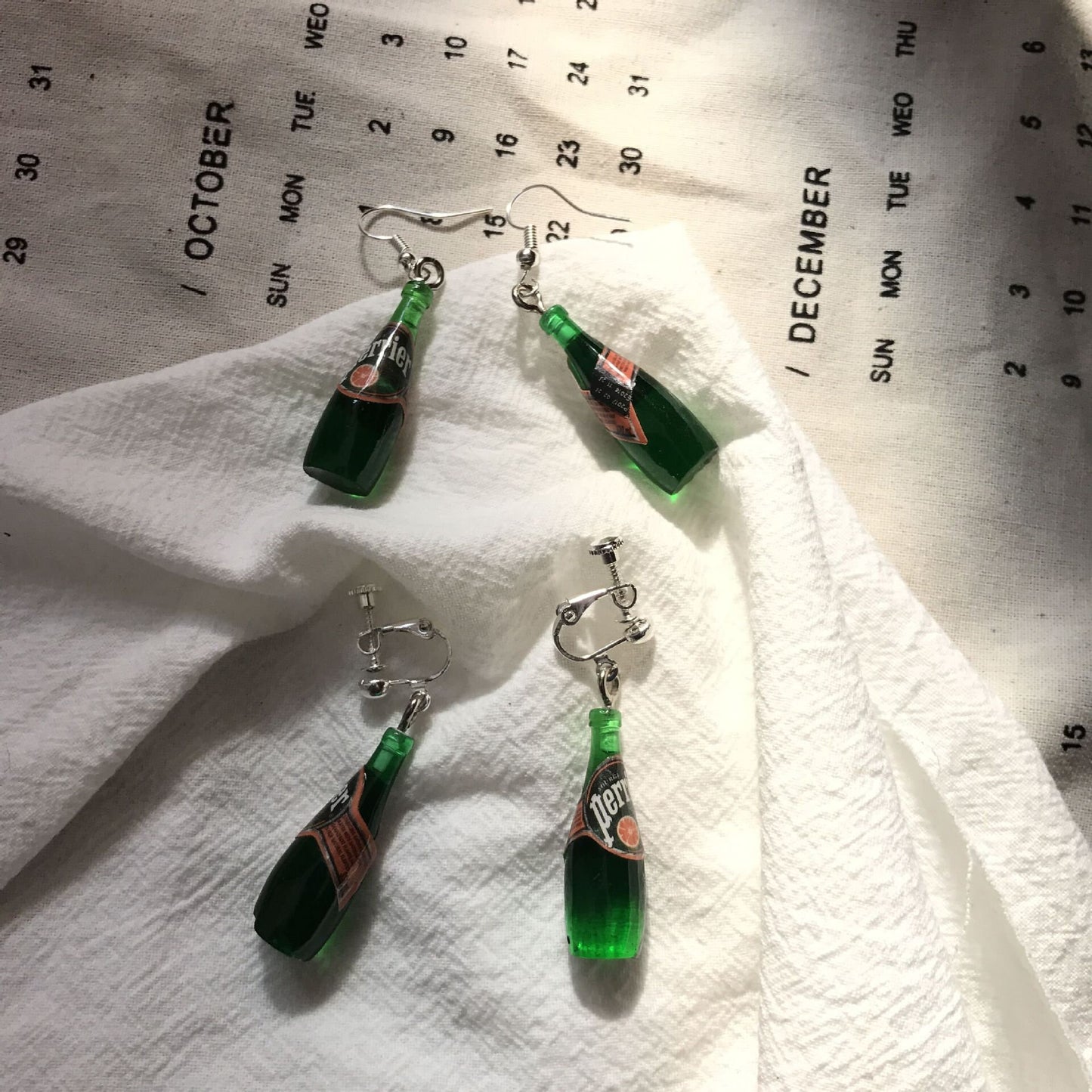 Adorable Perrier Water Bottle Light Earrings -- Be Simple!!