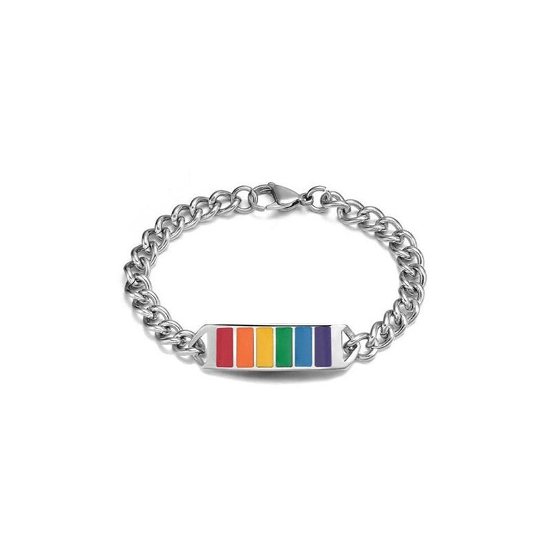 Cool Rainbow Plate Board Silver Bracelet - You Made My Day Babe!!