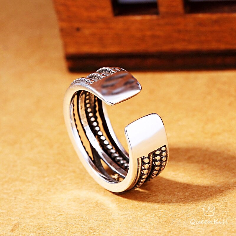 Cool Quirky Adjustable X Silver Ring -- West World
