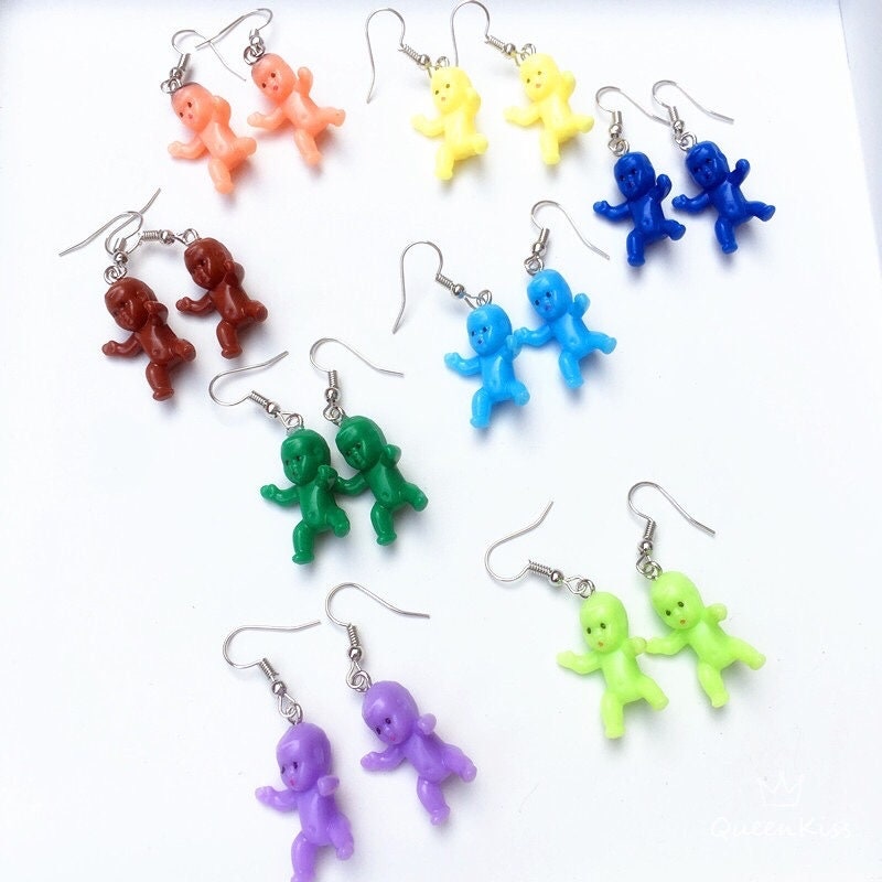 New Design Super Adorable Cute Quirky Babe Baby Babies Colorful Light Earrings - Kinder Garden!!