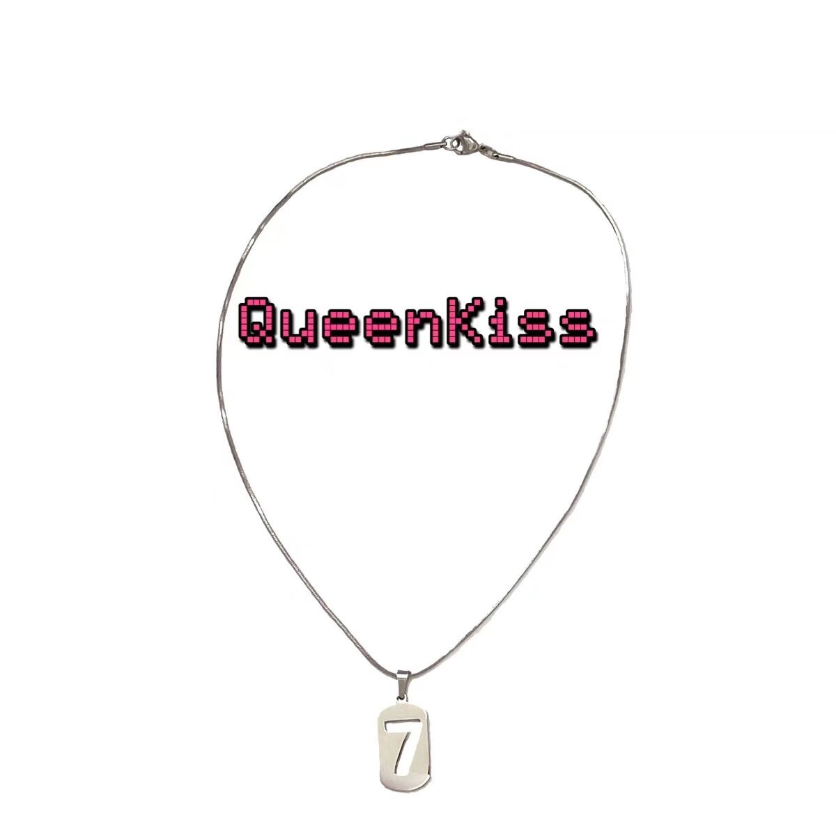 Funky Punk Stainless Steel Cool Number Seven 7 Silver Necklace -- Mr. & Mrs. Seven 7 !!